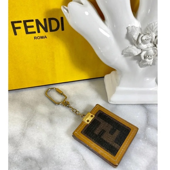 |SOLD| Fendi FF Logo Striped Pequin Bag Charm - Picture 2 of 8